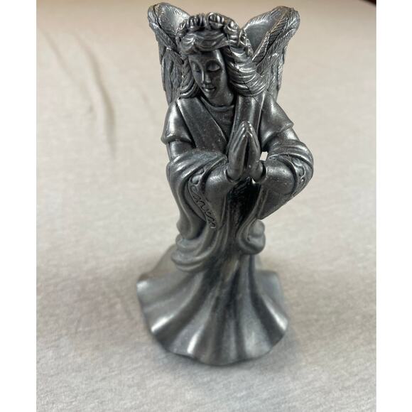 Vintage Pewter Angel Candle Stick Holder Ornate Holiday Christmas Home Decor - Picture 1 of 7